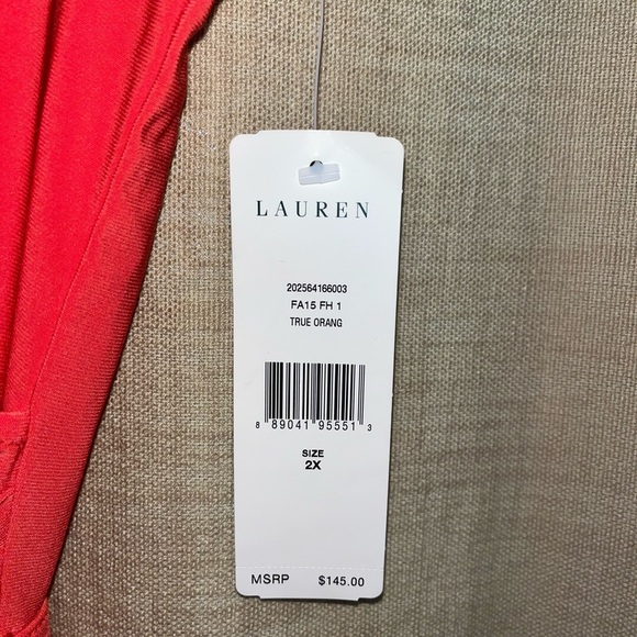 Lauren Ralph 2X Orange Dress Sleeveless Crossover Tie - Picture 5 of 5